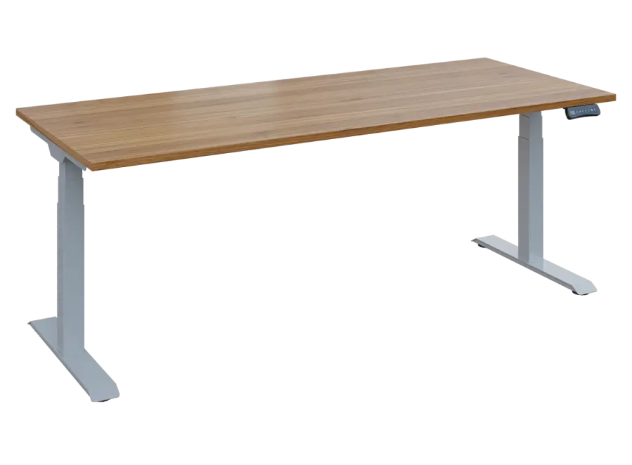 Fleximax 28-20 výškově nastavitelný stůl, kovová podnož stříbrná, deska 25 mm, široký 2000 mm, ořech světlý